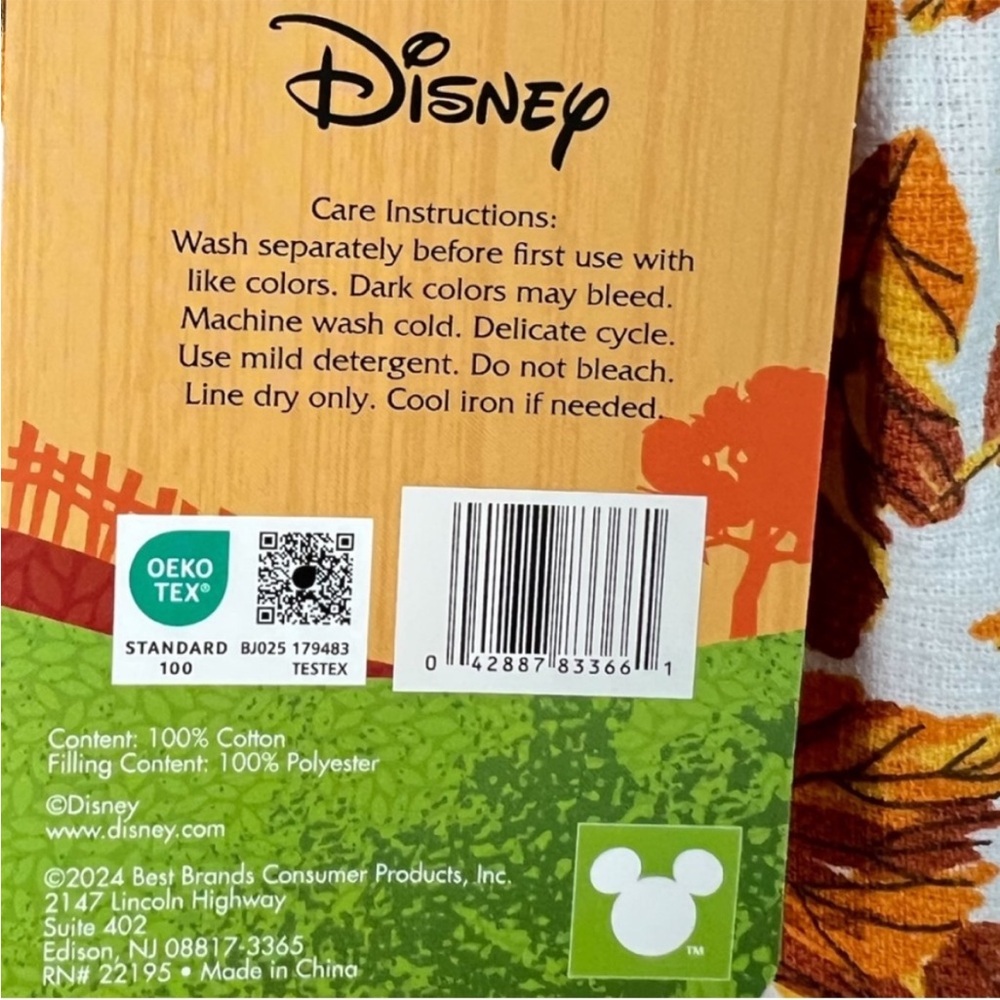 Disney Mickey Mouse Fall Autumn Leaves Hanging Kitchen Towel - Picture 4 of 4
